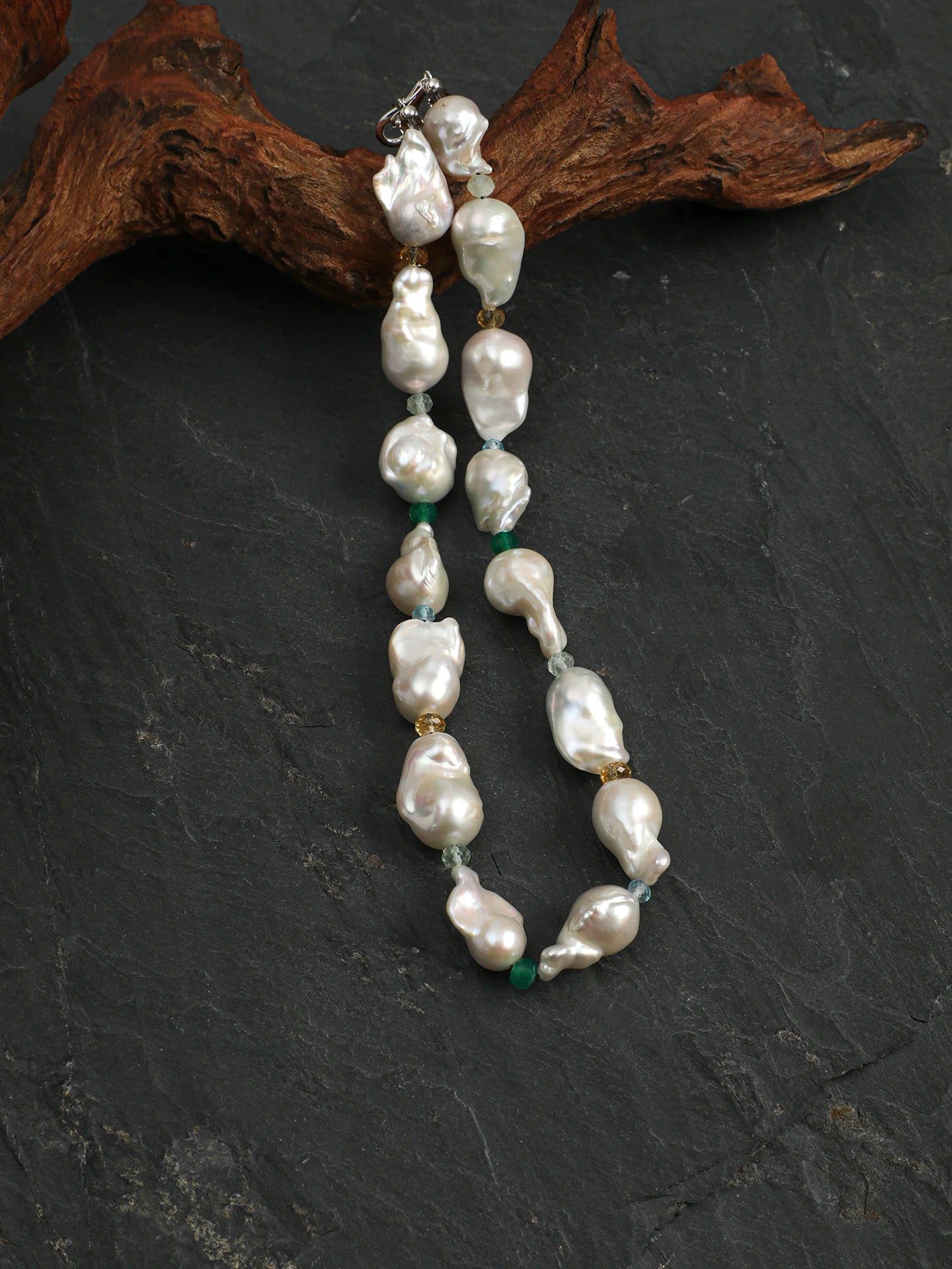 18 inch baroque gemstone necklace full view