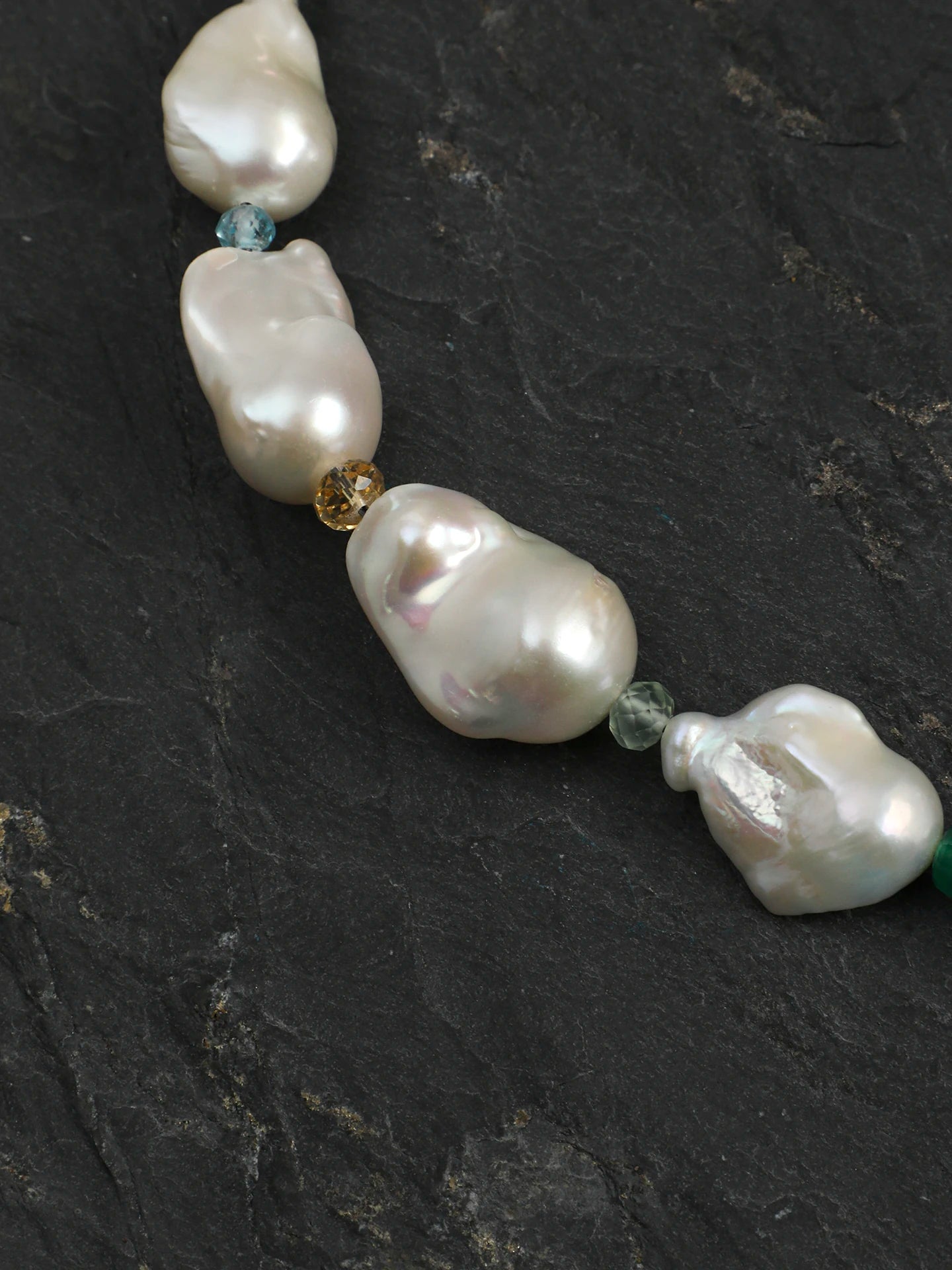 Baroque gemstone necklace detail