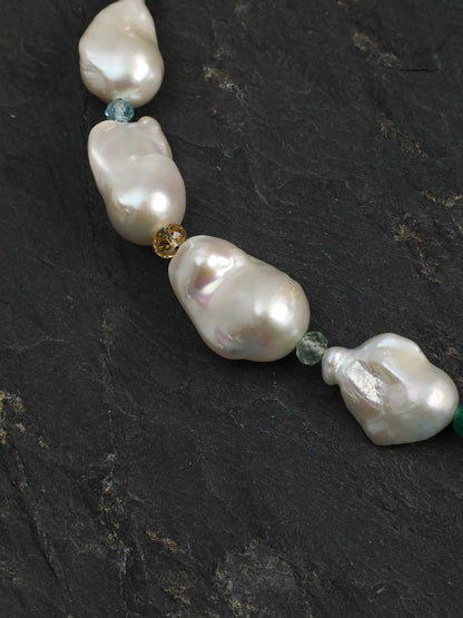 Baroque gemstone necklace detail