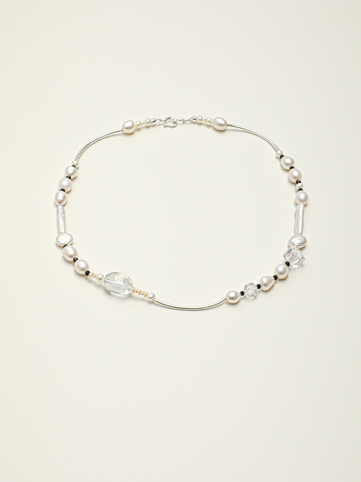 Asymmetrical Mixed Pearl and Black Tourmaline Necklace — image 1