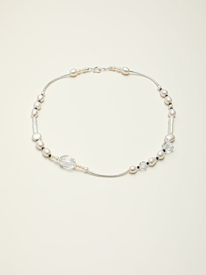 Asymmetrical Mixed Pearl and Black Tourmaline Necklace — image 1
