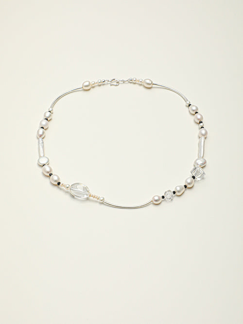 Asymmetrical Mixed Pearl and Black Tourmaline Necklace — image 1