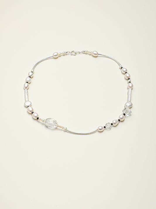 Asymmetrical Mixed Pearl and Black Tourmaline Necklace — image 1