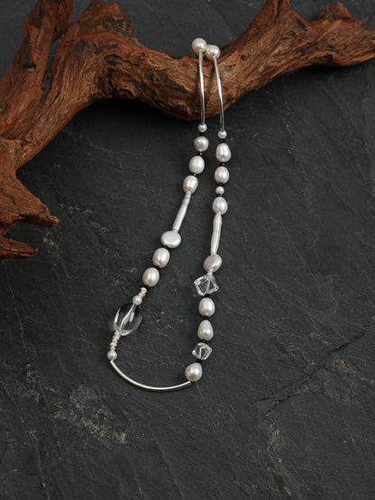 Asymmetrical Mixed Pearl and Black Tourmaline Necklace — image 2
