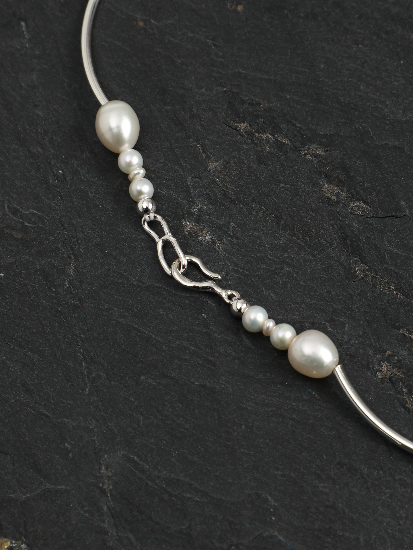 Asymmetrical Mixed Pearl and Black Tourmaline Necklace — image 3