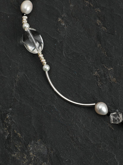 Asymmetrical Mixed Pearl and Black Tourmaline Necklace — image 5