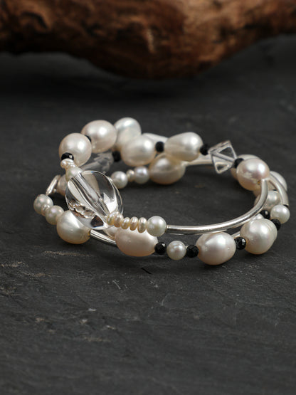 Asymmetrical Mixed Pearl and Black Tourmaline Necklace — image 8