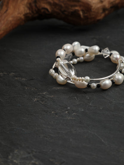 Asymmetrical Mixed Pearl and Black Tourmaline Necklace — image 9