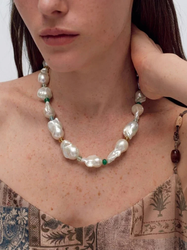 The Story I Wear baroque pearl and gemstone necklace