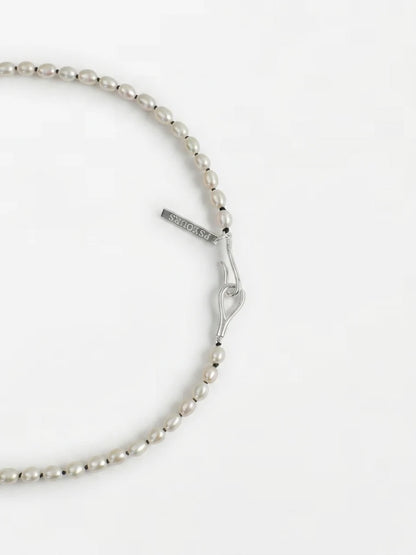 Freshwater seed pearl necklace with S925 sterling silver hook clasp