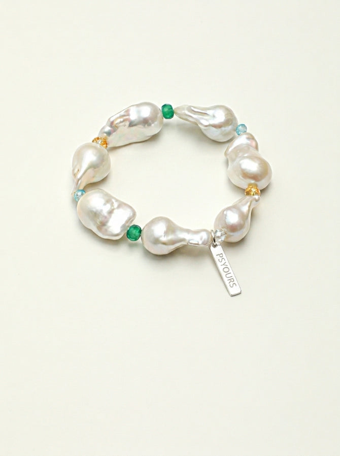 Large Baroque pearl and multi-gemstone bracelet – image 10