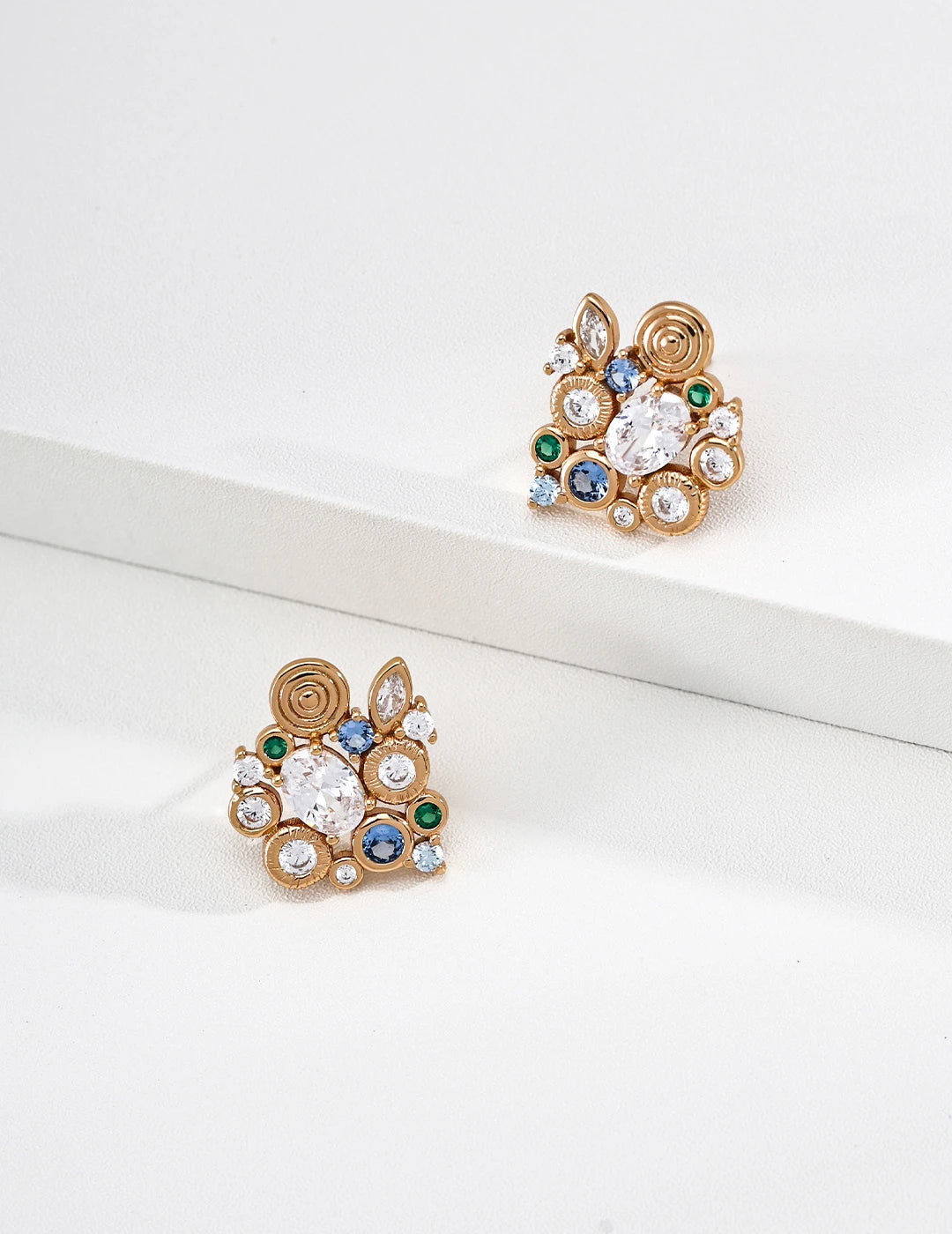 Close-up lifestyle shot of the Forest Heartbeat Cluster Stud Earrings