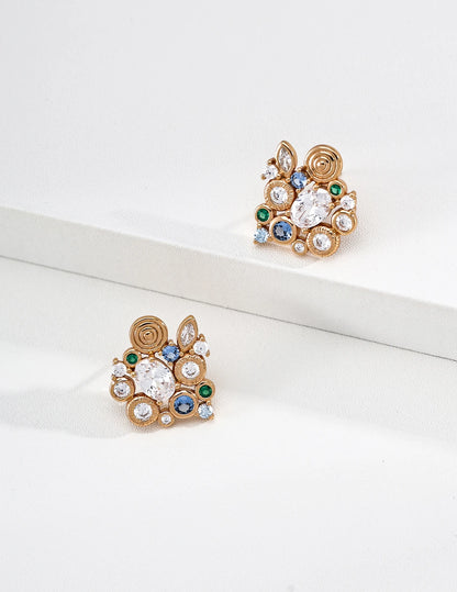 Close-up lifestyle shot of the Forest Heartbeat Cluster Stud Earrings
