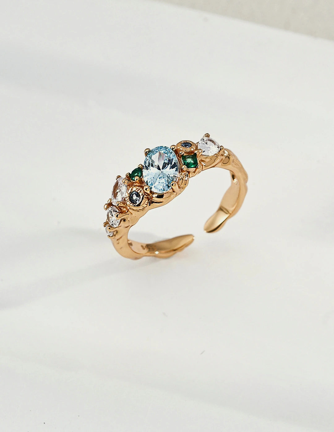 Forest Heartbeat Open Ring in gold, 925 sterling silver with cubic zirconia