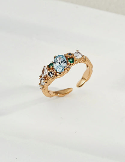 Forest Heartbeat Open Ring in gold, 925 sterling silver with cubic zirconia