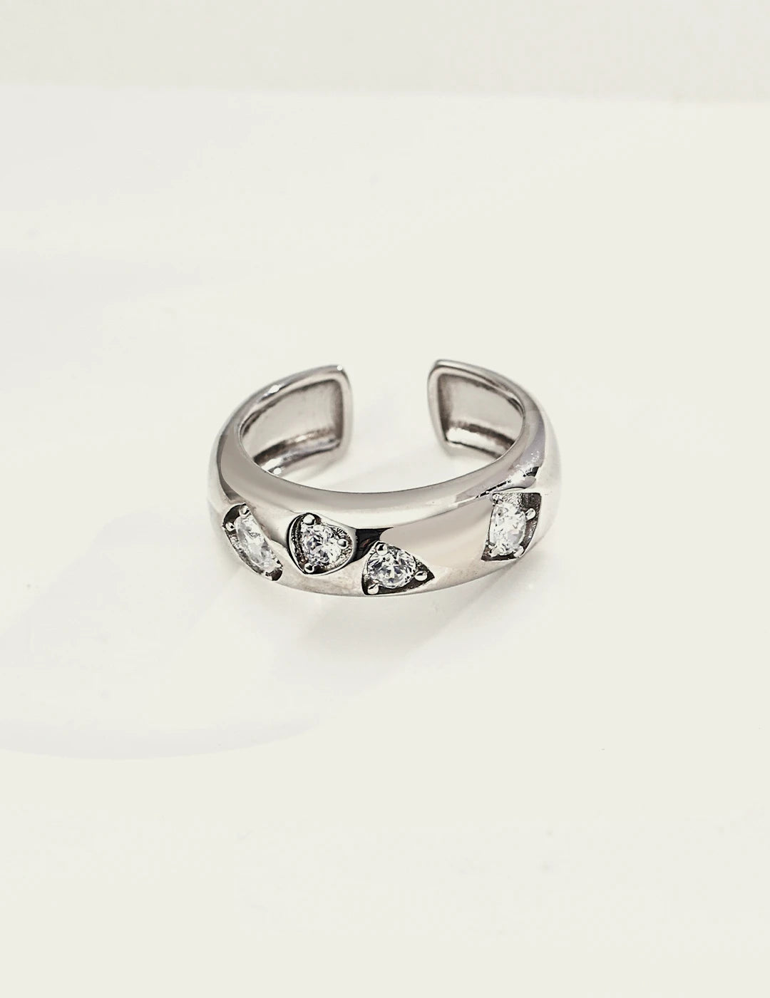 Jewel Garden Open Ring in 925 sterling silver with white cubic zirconia