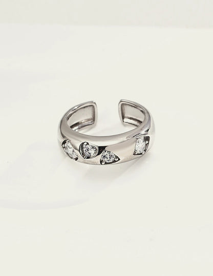 Jewel Garden Open Ring in 925 sterling silver with white cubic zirconia