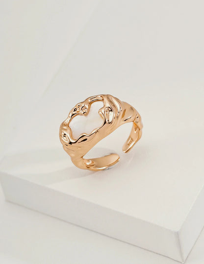 Molten Mother-of-Pearl Open Ring in 18K gold vermeil, angled view