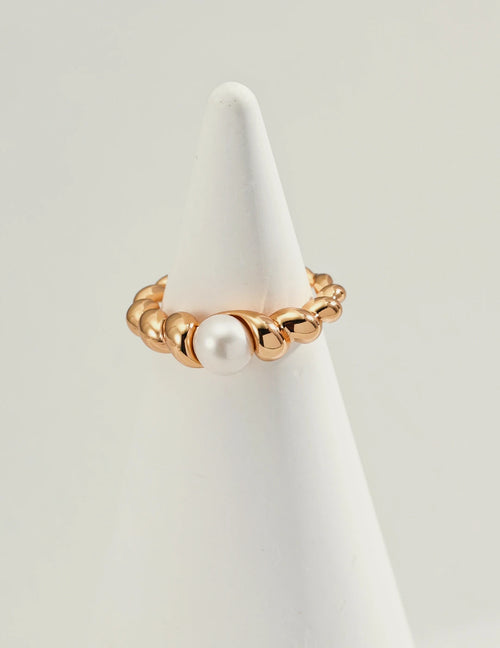 Drift Pearl Beaded Open Ring in gold, 18K gold-plated 925 sterling silver with a cultured freshwater pearl