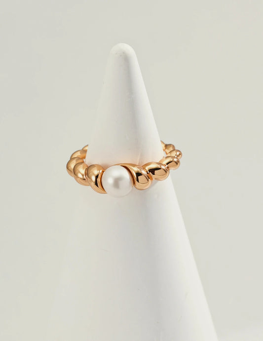 Drift Pearl Beaded Open Ring in gold, 18K gold-plated 925 sterling silver with a cultured freshwater pearl