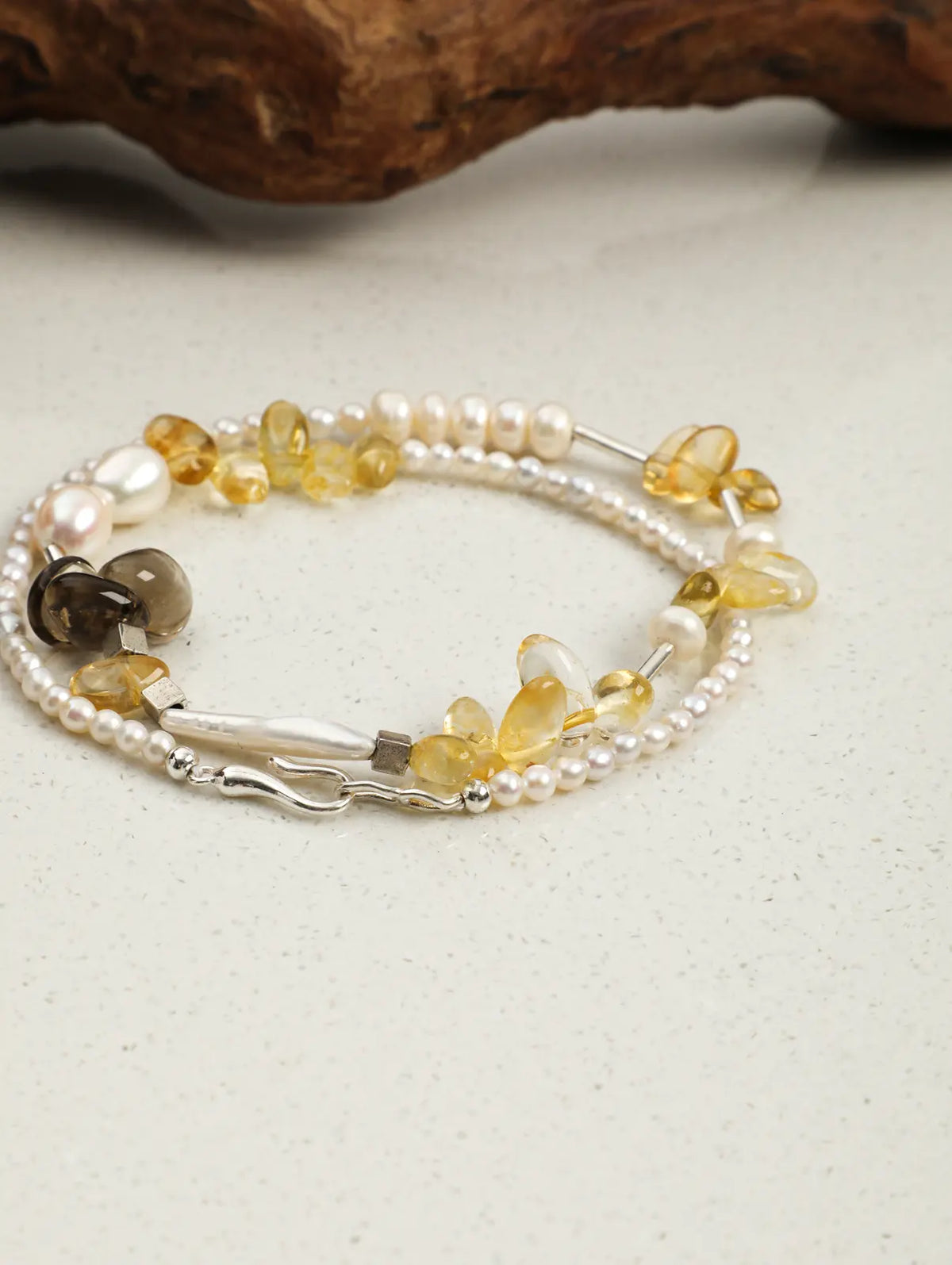 Golden Sunlight necklace arranged to show its clasp and gemstone details