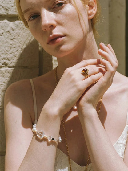 Model wearing the Psyours Pure Radiance bracelet on her wrist